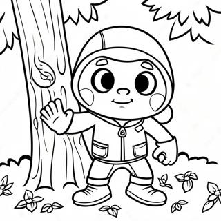 Sneaky Robber Hiding Behind A Tree Coloring Page 73435-60626