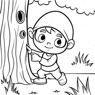 Sneaky Robber Hiding Behind A Tree Coloring Page 73435-60628