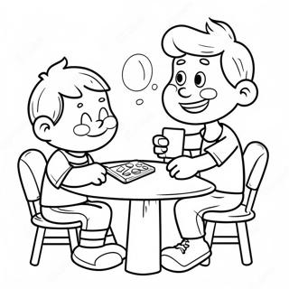 Funny Cousin Playing Games Coloring Page 73455-60635