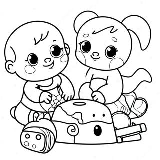 Babies Playing With Toys Coloring Page 73775-60891