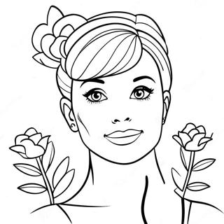 Cute Audrey With Flowers Coloring Page 73926-61010