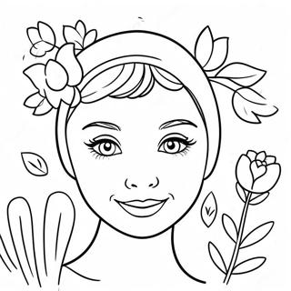 Cute Audrey With Flowers Coloring Page 73926-61012