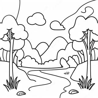 Minimalist Nature Scene Coloring Page 7394-6011