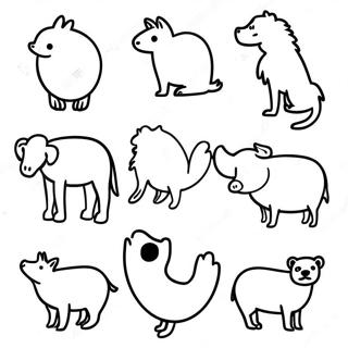 Minimalist Animal Silhouettes Coloring Page 7395-6015