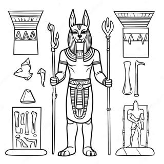 Anubis With Egyptian Artifacts Coloring Page 74016-61113