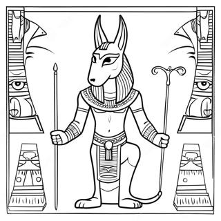 Anubis With Egyptian Artifacts Coloring Page 74016-61114