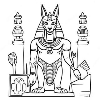 Anubis With Egyptian Artifacts Coloring Page 74016-61115