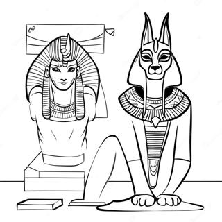 Anubis With Egyptian Artifacts Coloring Page 74016-61116