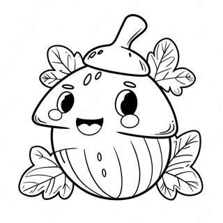 Cute Acorn With Smiling Face Coloring Page 7405-6021