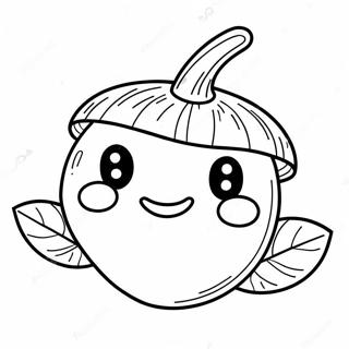 Cute Acorn With Smiling Face Coloring Page 7405-6022