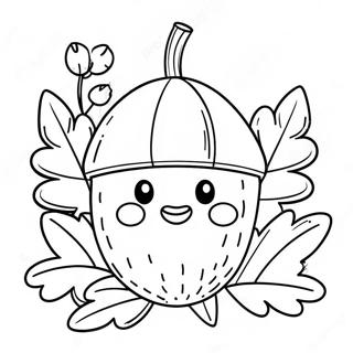 Cute Acorn With Smiling Face Coloring Page 7405-6023