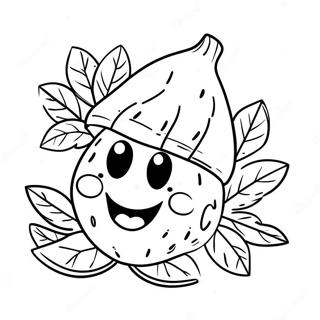 Cute Acorn With Smiling Face Coloring Page 7405-6024