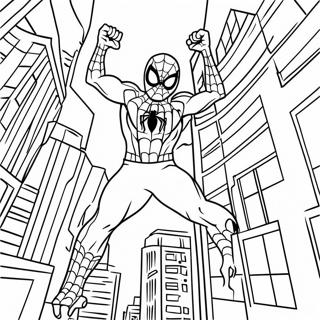 Zombie Spiderman Swinging Through City Coloring Page 74096-61134