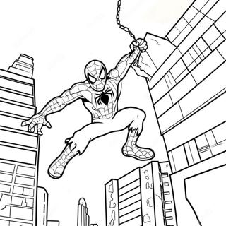 Zombie Spiderman Swinging Through City Coloring Page 74096-61135