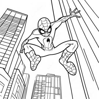 Zombie Spiderman Swinging Through City Coloring Page 74096-61136