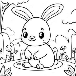 Cute Bunny In A Garden Coloring Page 7425-6038