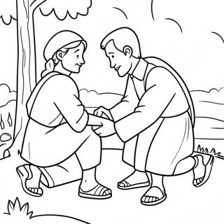 Kindhearted Good Samaritan Helping A Stranger Coloring Page 74336-61345