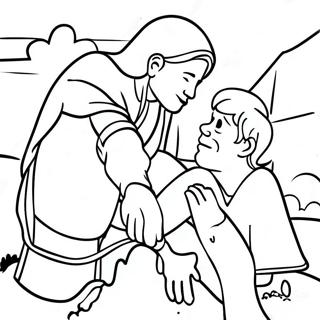 Kindhearted Good Samaritan Helping A Stranger Coloring Page 74336-61346