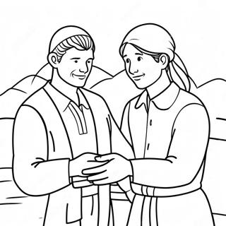 Kindhearted Good Samaritan Helping A Stranger Coloring Page 74336-61347