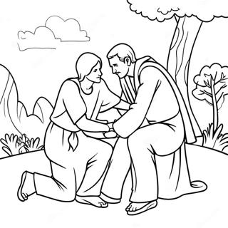 Kindhearted Good Samaritan Helping A Stranger Coloring Page 74336-61348