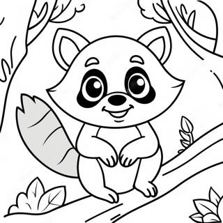 Cute Raccoon In A Tree Coloring Page 7435-6046