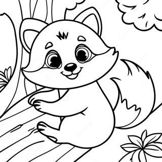 Cute Raccoon In A Tree Coloring Page 7435-6048