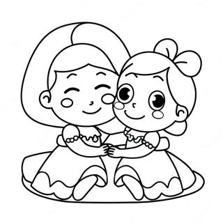 Cute Sisters Playing Together Coloring Page 74376-61365