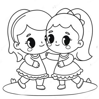 Cute Sisters Playing Together Coloring Page 74376-61366