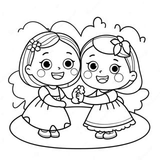 Cute Sisters Playing Together Coloring Page 74376-61368