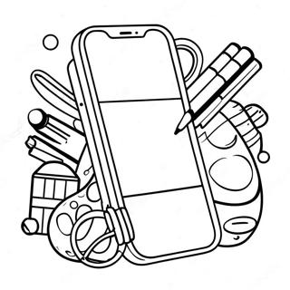 Colorful Iphone 13 With Accessories Coloring Page 74526-61485