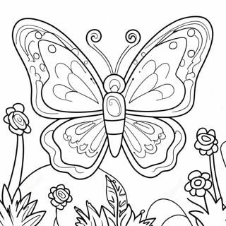 Colorful Butterfly In A Garden Coloring Page 74536-61505