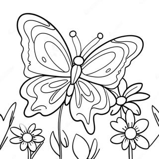 Colorful Butterfly In A Garden Coloring Page 74536-61506