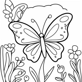 Colorful Butterfly In A Garden Coloring Page 74536-61508