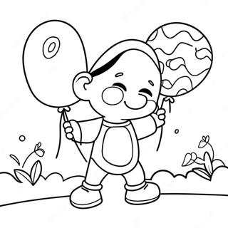 Izzy With Colorful Balloons Coloring Page 74566-61520