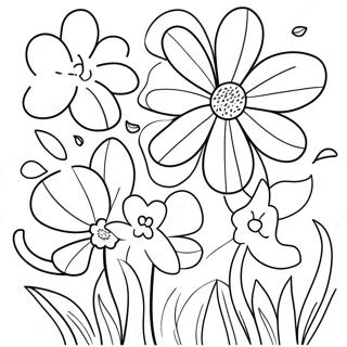 Colorful Spring Flowers Coloring Page 74616-61557