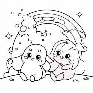 Cute Pink Rainbow Friends Coloring Page 74626-61562