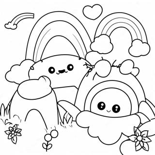 Cute Pink Rainbow Friends Coloring Page 74626-61563