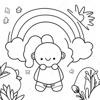 Cute Pink Rainbow Friends Coloring Page 74626-61564