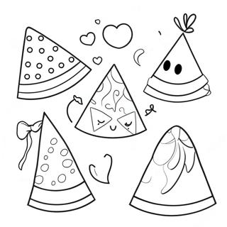 Colorful Party Hats Coloring Page 7465-6069