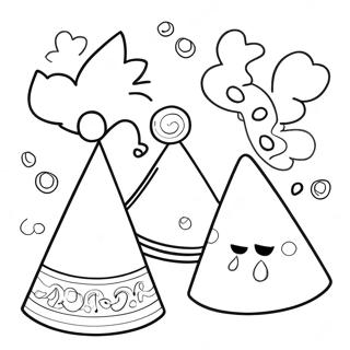 Colorful Party Hats Coloring Page 7465-6070