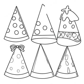 Colorful Party Hats Coloring Page 7465-6071