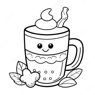 Cute Hot Chocolate Mug Coloring Page 7474-6076