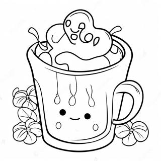 Adorable Hot Chocolate With Marshmallows Coloring Page 7475-6077