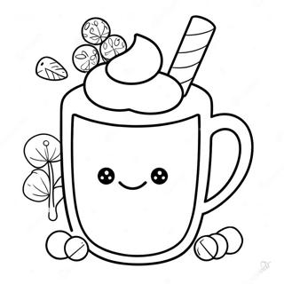 Adorable Hot Chocolate With Marshmallows Coloring Page 7475-6080