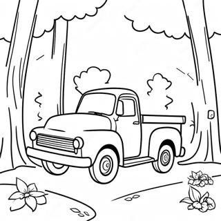 Little Blue Truck Driving Through The Forest Coloring Page 7504-6098