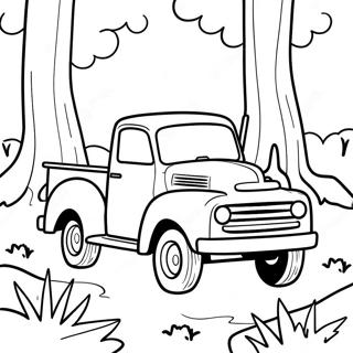 Little Blue Truck Driving Through The Forest Coloring Page 7504-6099