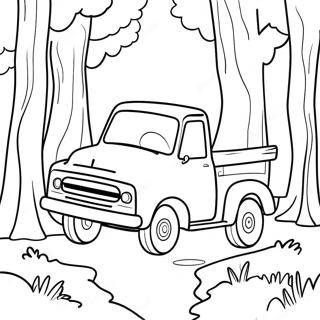 Little Blue Truck Driving Through The Forest Coloring Page 7504-6100