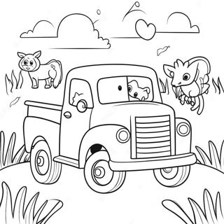 Little Blue Truck With Friendly Animals Coloring Page 7505-6102