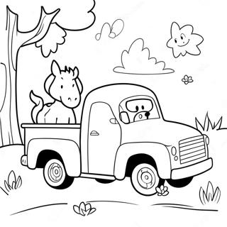 Little Blue Truck With Friendly Animals Coloring Page 7505-6103