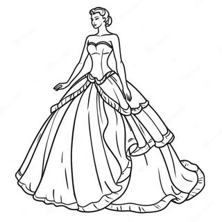 Elegant Princess Ball Gown Coloring Page 7515-6110